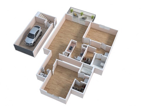 Floor plan for 2 beds, 2 baths, 1344 sqft